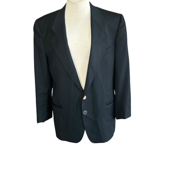 Giorgio Armani Black Italian Wool Blazer Sport Coat Blazer Mani Size 40R - Picture 2 of 14